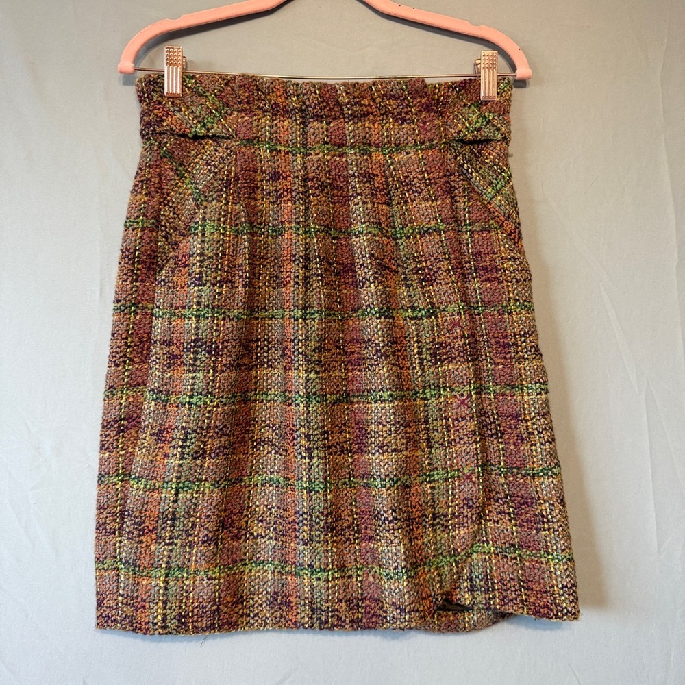 Odille Anthropologie Womens Plaid Mini Skirt Size 6 Wool Blend Academia Career